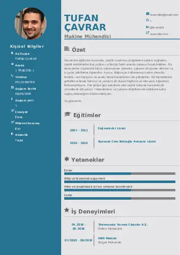 Makine Mühendisi Cv Örnekleri cv indir